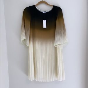 Mango Ombre Pleated Dress - Black and Cream